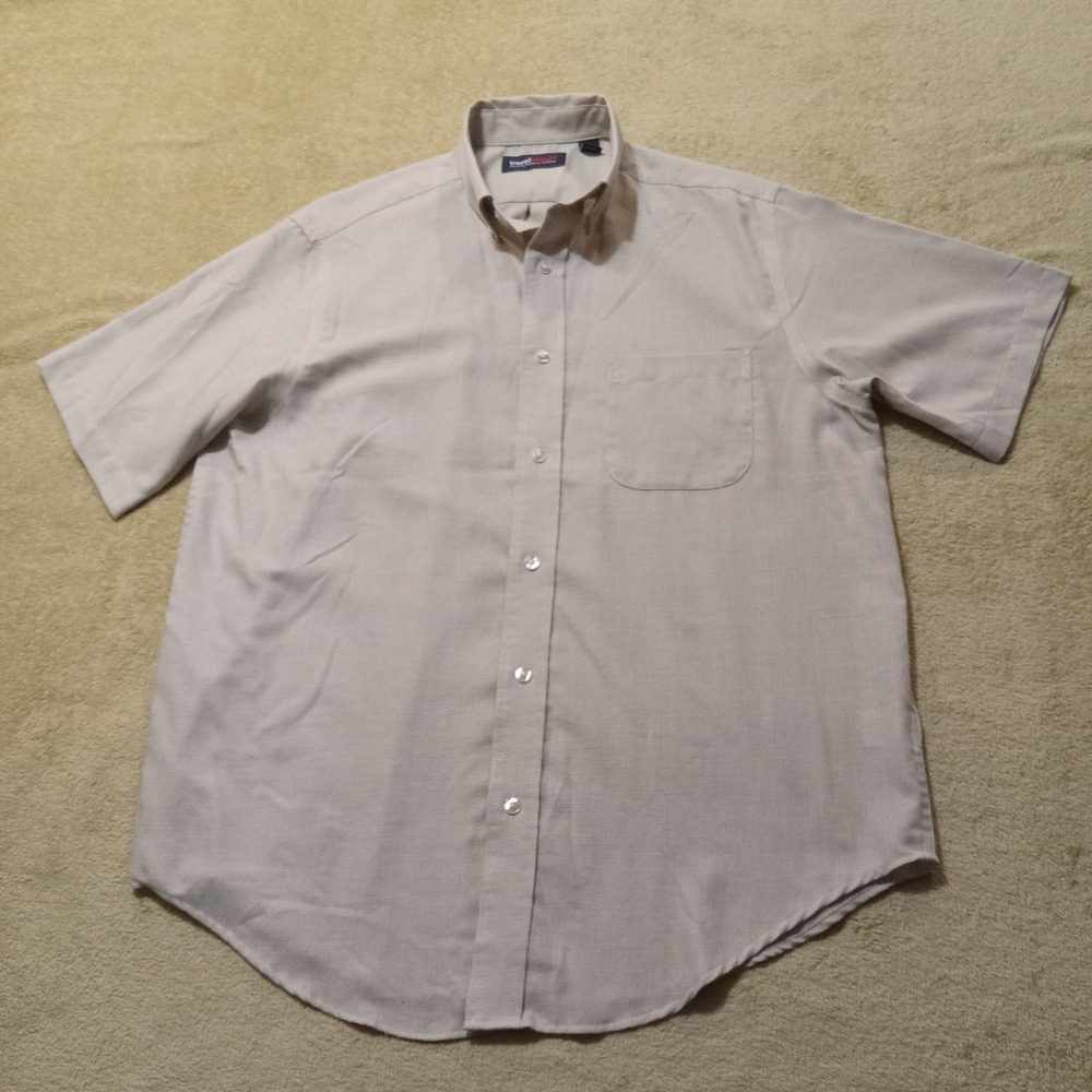 Travel Smart‎ Men's Short Sleeve Button Down Shirt Size Medium Beige